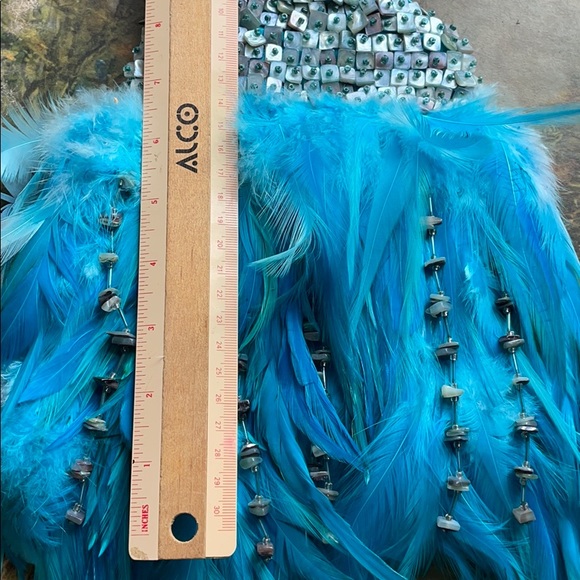 Blue coq feathers Josephine baker purse bag - Picture 11 of 17